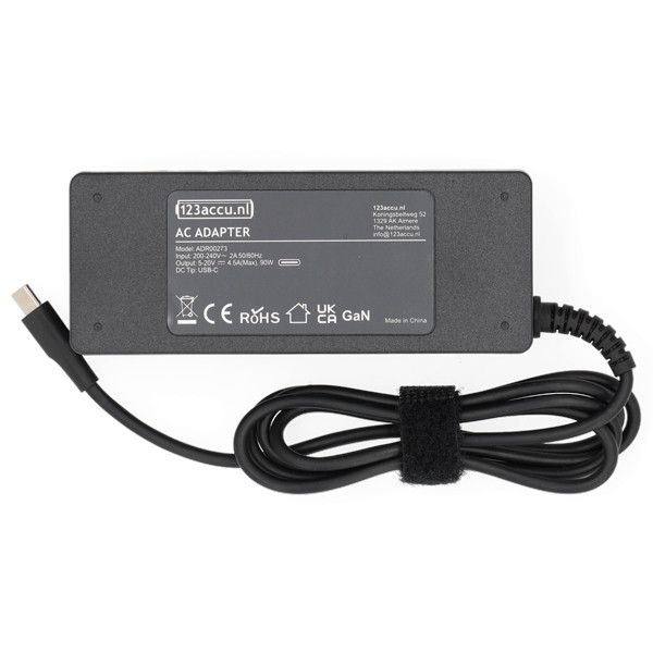 Chargeur USB-C universel 90 W (5 V - 20 V, 4,5 A, 90 W, marque 123 accu) ADR00273 - 2