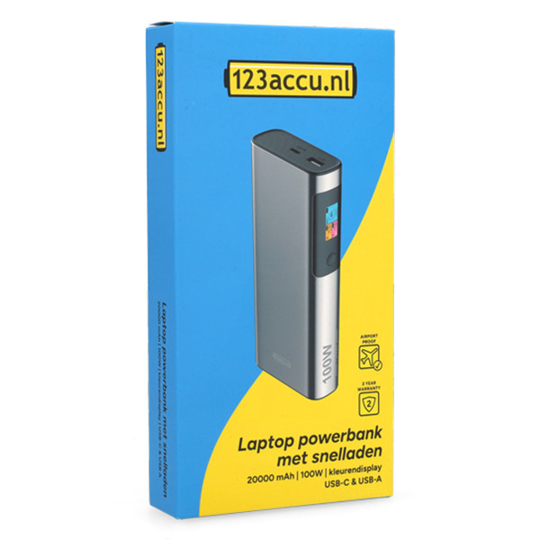 123accu powerbank pour ordinateur portable avec charge rapide (100W, 20 000 mAh) - argent ADR00366 - 9