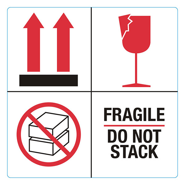 123encre étiquettes de signalisation Fragile/Do not stack (1000 étiquettes) 302332 - 1
