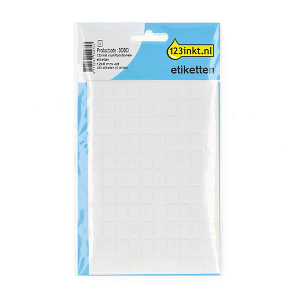 123encre étiquettes multi-usages 12 x 8 mm (440 pièces) - blanc 303003 - 1