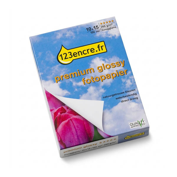 123encre Premium Glossy papier photo brillant 260 g/m² 10 x 15 cm (100 feuilles) 064130 - 1