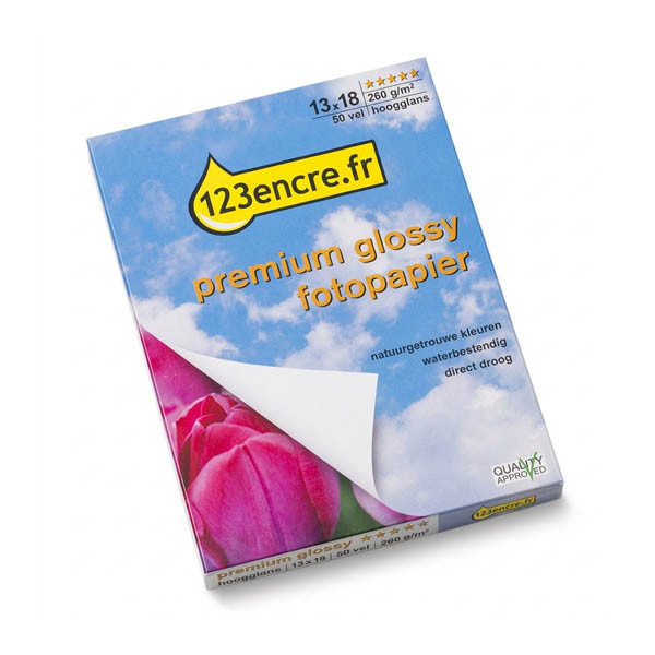 123encre Premium Glossy papier photo brillant 260 g/m² 13 x 18 cm (50 feuilles) 064135 - 1