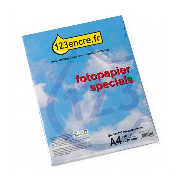123encre Specials papier photo brillant avec structure de cuir 230 g/m² A4 (10 feuilles) 064177 - 1