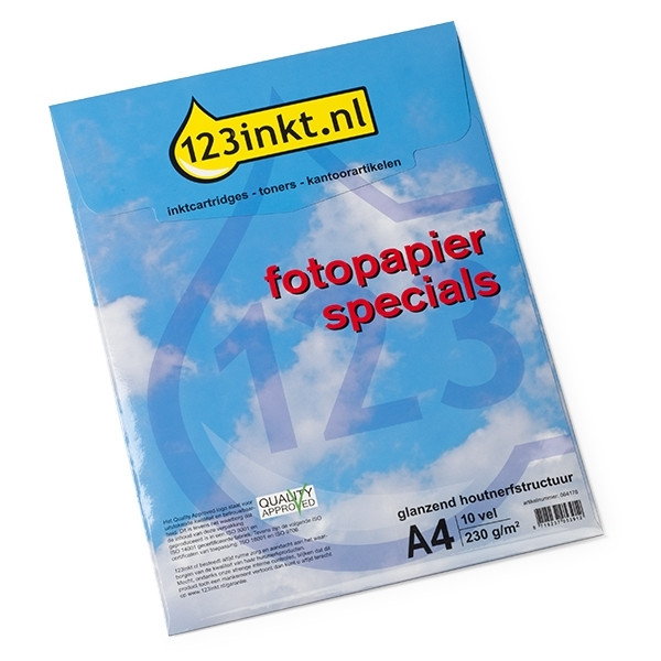 123encre Specials papier photo brillant avec structure nervure bois 230 g/m² A4 (10 feuilles) 064178 - 1