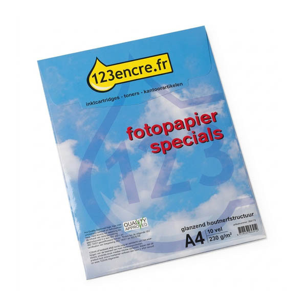 123encre Specials papier photo brillant avec structure nervure bois 230 g/m² A4 (10 feuilles) 064178 - 1