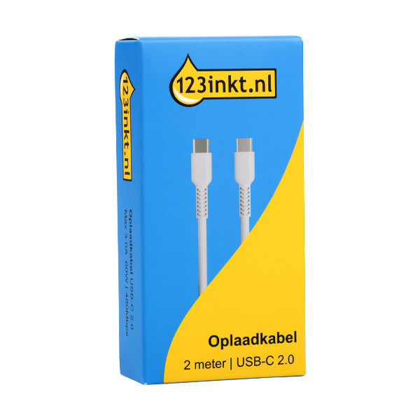 123encre câble de charge USB-C vers USB-C 2.0 (2 mètres) - blanc 302267 - 2