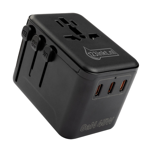 123encre chargeur/adapteur de voyage 45 W avec 1 port USB-A + 3 ports USB-C 390044 - 1
