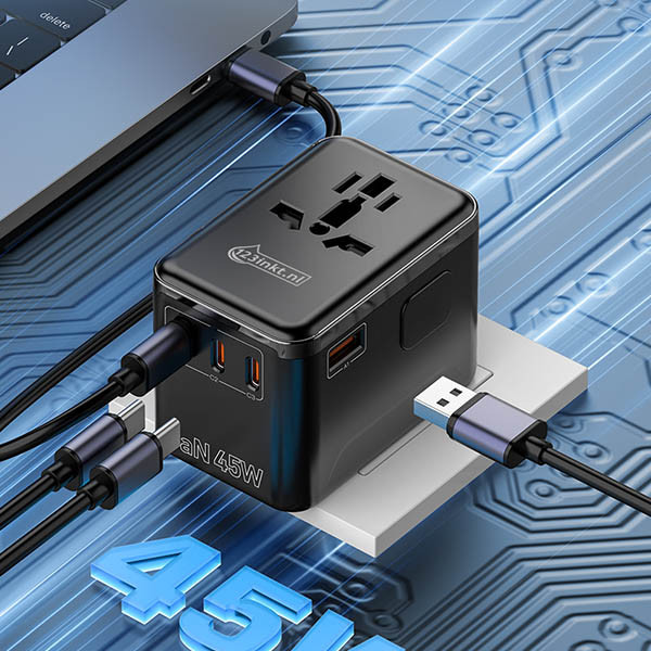 123encre chargeur/adapteur de voyage 45 W avec 1 port USB-A + 3 ports USB-C 390044 - 7