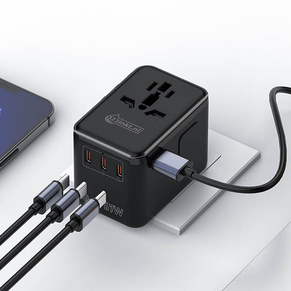 123encre chargeur/adapteur de voyage 67 W avec 1 port USB-A + 3 ports USB-C 390045 - 7