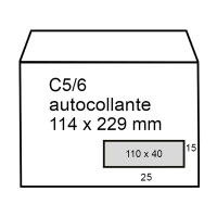 123encre enveloppe 114 x 229 mm - C5/6 fenêtre à droite patte autocollante (50 pièces) - blanc 300918