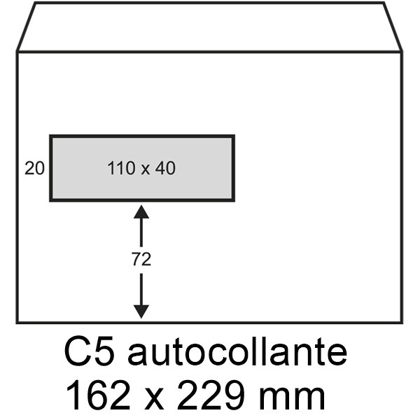 123encre enveloppe 162 x 229 mm - C5 fenêtre à gauche patte autocollante (500 pièces) - blanc 300930 - 1
