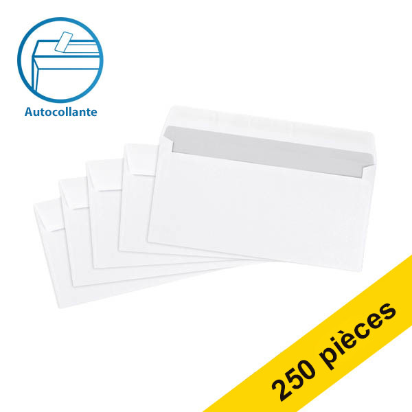 123encre enveloppe administrative 110 x 220 mm - EA5/6 auto-adhésif (250 pièces) - blanc 302776 - 1