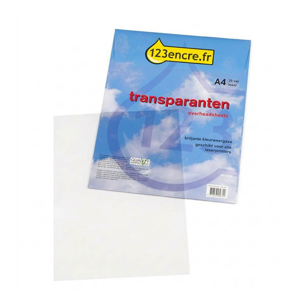 123encre films transparents pour imprimantes laser (25 feuilles) 064182 - 1