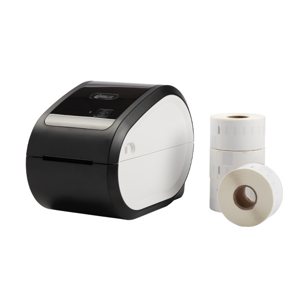 123encre imprimante d'étiquettes LW650 - pack avec 4 rouleaux d'étiquettes d'adresse larges 301787 - 1