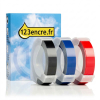123encre multipack de rubans d'étiquettes en relief remplace le multipack Dymo de rubans d'étiquettes en relief 9 mm (blanc sur noir, blanc sur rouge et blanc sur bleu) 089267 - 1