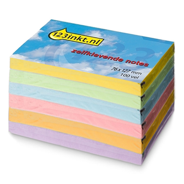 123encre notes repositionnables multipack 76 x 127 mm (jaune/vert/bleu/rose/orange/lilas) 301118 - 1