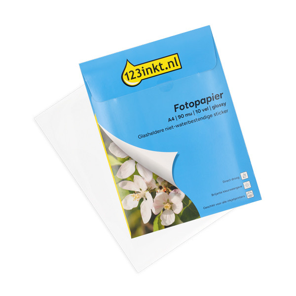 123encre papier photo autocollant PET A4 (10 autocollants) - transparent 311068 - 1