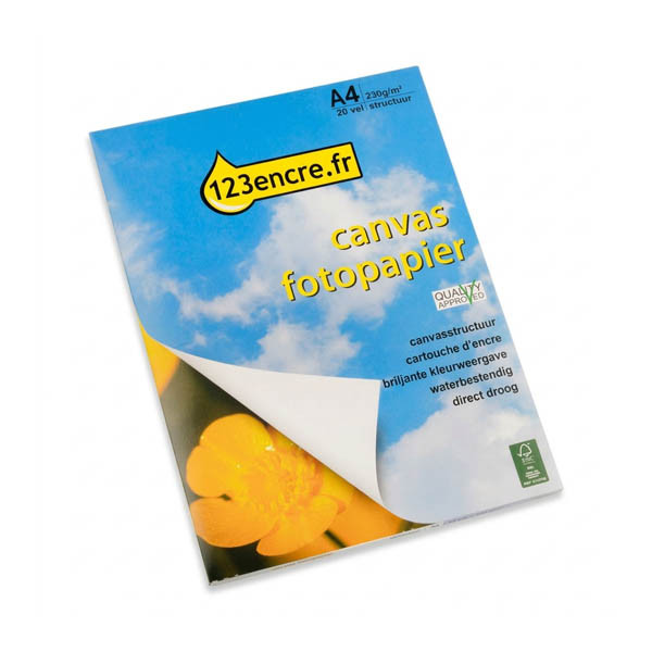 123encre papier photo avec texture de toile 230 g/m² A4 (20 feuilles) 064189 - 1