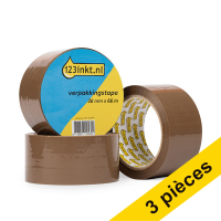 123encre ruban d'emballage 38 mm x 66 m (3 rouleaux) - marron 301981