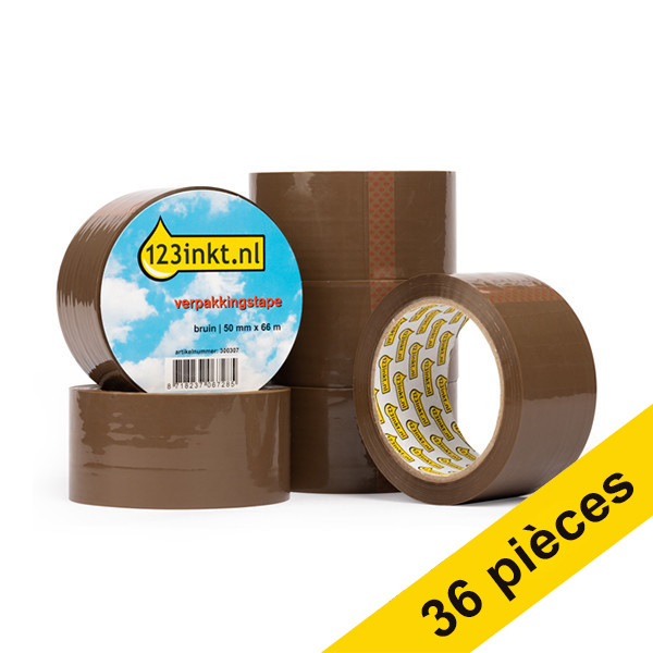 123encre ruban d'emballage 50 mm x 66 m (36 rouleaux) - marron 301383 - 1