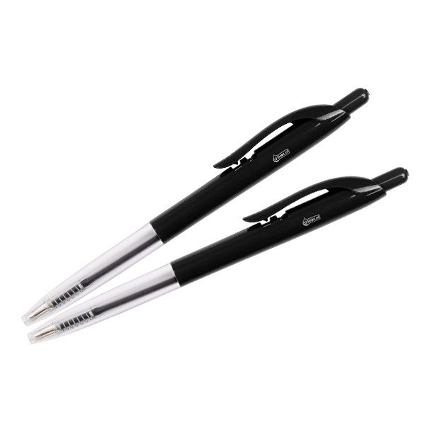 123encre stylo à bille médium avec bouton-poussoir (2 pièces) - noir 302077 - 1