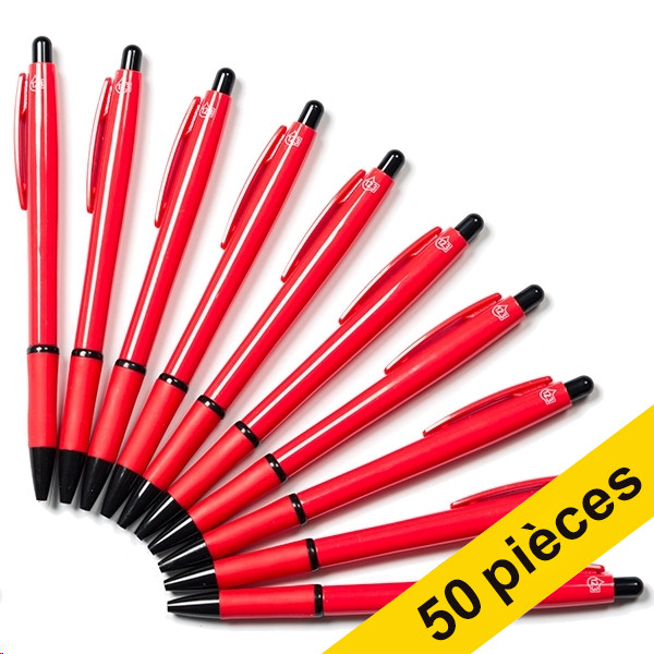 123encre stylo à bille sans impression (50 pièces) - rouge 400099 - 1