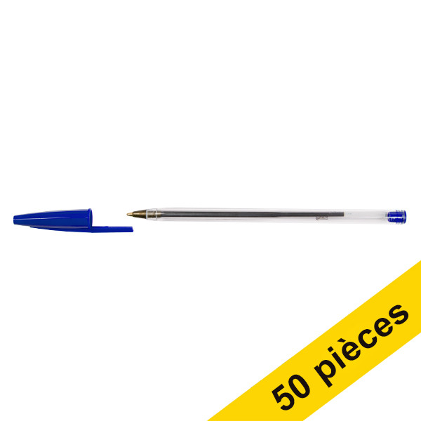 123encre stylo à bille transparent (50 pièces) - bleu 302081 - 1