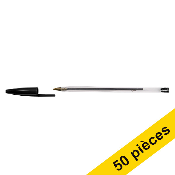123encre stylo à bille transparent (50 pièces) - noir 302084 - 1