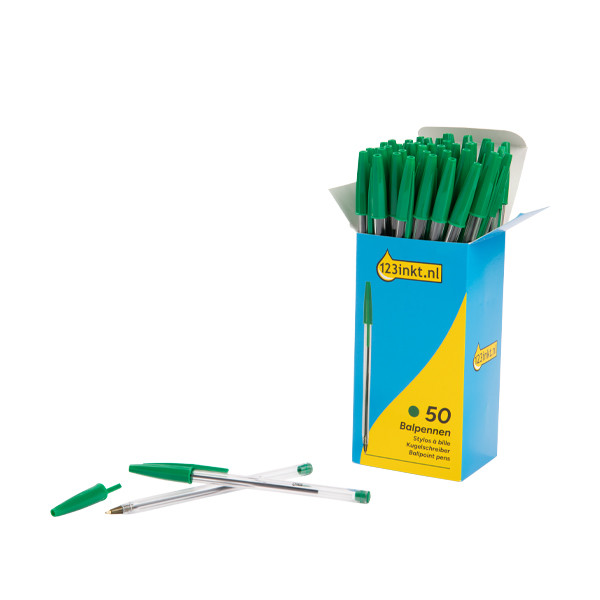 123encre stylo à bille transparent (50 pièces) - vert 302082 - 2