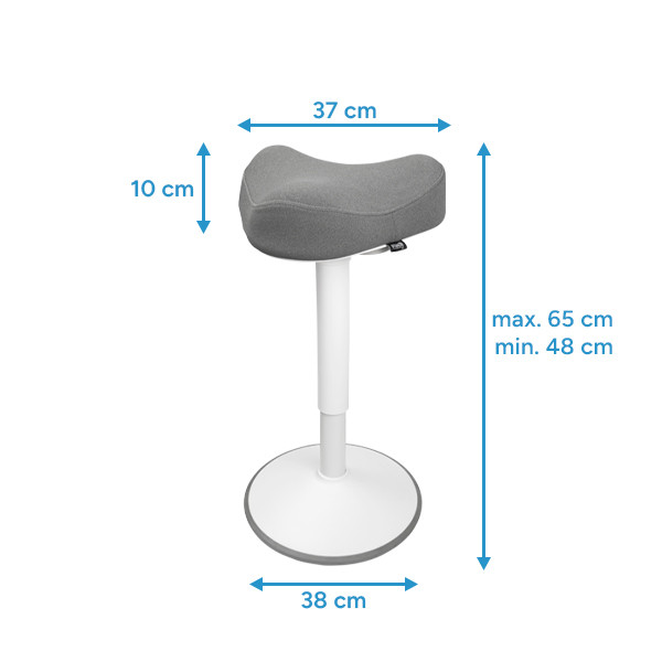 123encre tabouret triangulaire ergonomique avec ressort à gaz (48 cm - 65 cm) - blanc 390049 - 2