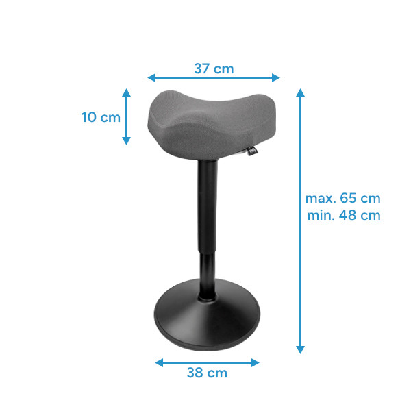 123encre tabouret triangulaire ergonomique avec ressort à gaz (48 cm - 65 cm) - noir 390048 - 2