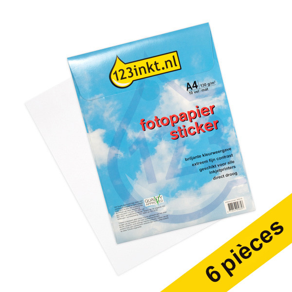 Promotion papier photo autocollant mat A4 blanc : 5 paquets + 1 GRATUIT (total 60 autocollants) 300345 - 1