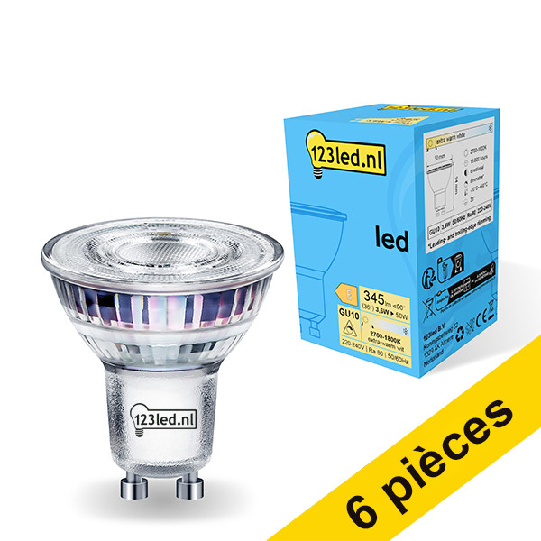 Offre : 6x 123led GU10 spot LED sphérique dimmable 3,6W (50W) LDR01733 - 1