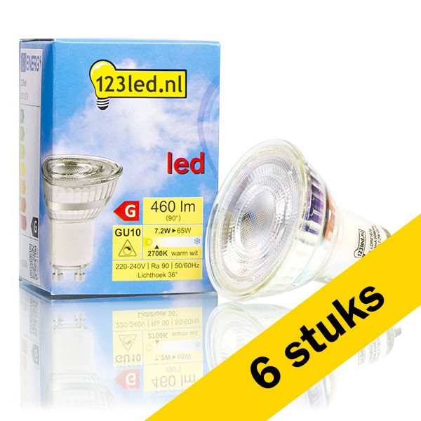 Offre : 6x 123led GU10 spot LED verre dimmable 2700K 7,2W (65W) LDR01679 - 1