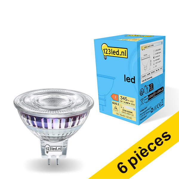 Offre : 6x 123led GU5.3 spot LED dimmable 4,4W (50W) LDR01753 - 1