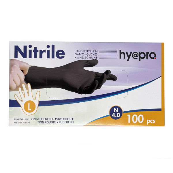 Gants en nitrile taille L non poudrés (100 pièces) - noir SDR00444 - 1