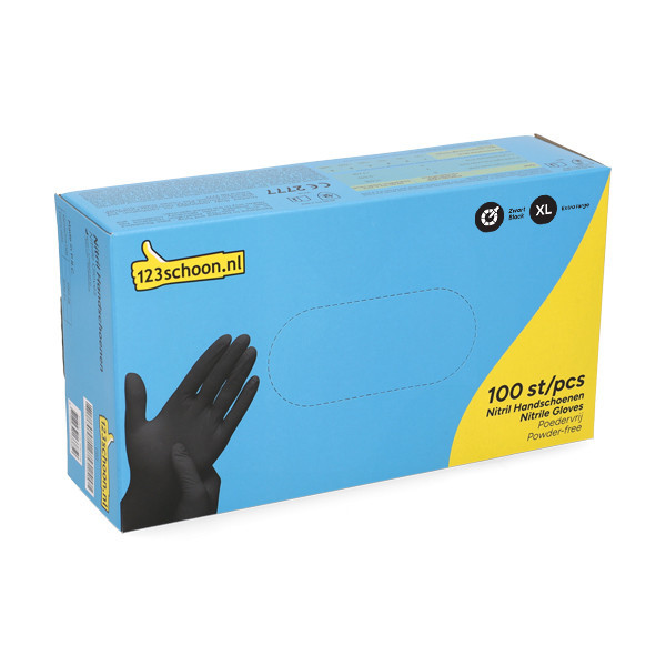 123schoon gants en nitrile XL sans poudre (3,5 grammes 100 pièces) - noir SDR07300 - 1