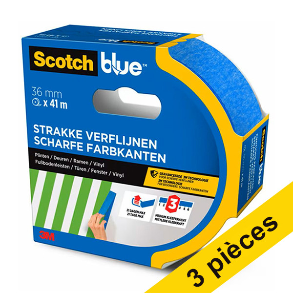 Offre : 3x ScotchBlue ruban de masquage Finition Parfaites 36 mm x 41 m 280061 - 1
