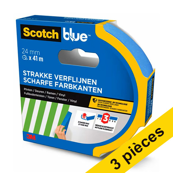 Offre : 3x ScotchBlue ruban de masquage Finitions Parfaites 24 mm x 41 m 280059 - 1