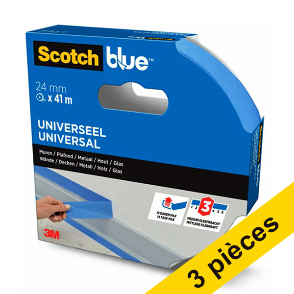 Offre : 3x ScotchBlue ruban de masquage multi-surfaces 24 mm x 41 m 280058 - 1