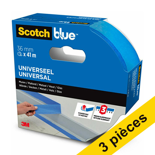 Offre : 3x ScotchBlue ruban de masquage multi-surfaces 36 mm x 41 m 280060 - 1