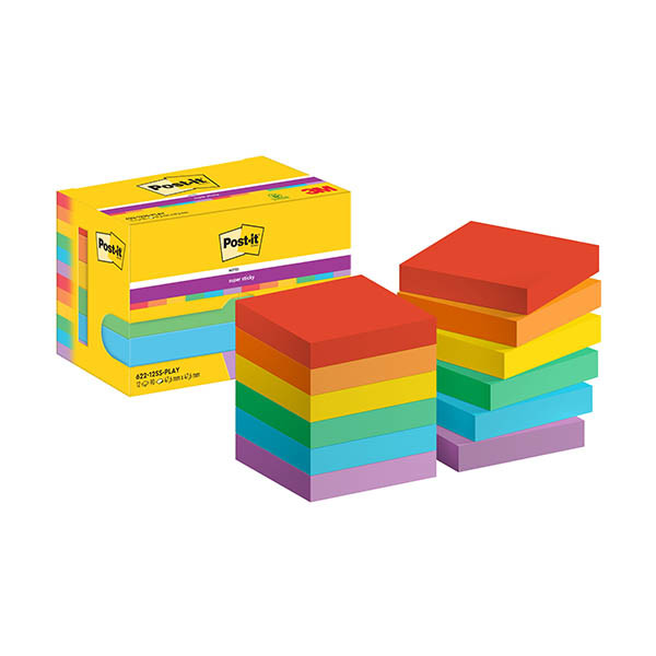 3M Post-It super sticky Playful 47,6 x 47,6 mm (12 pièces) 425615 - 1