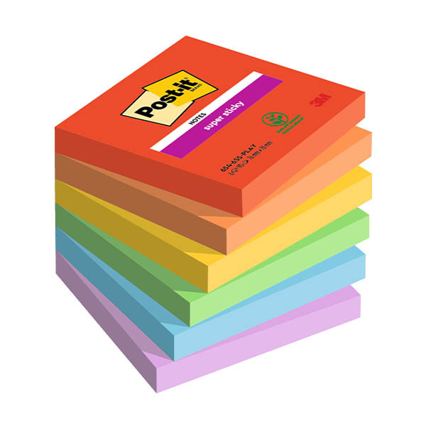 3M Post-It super sticky Playful 76 x 76 mm (6 pièces) 425611 - 1