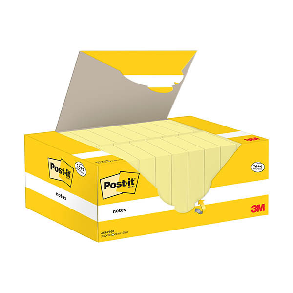 3M Post-it 38 x 51 mm (20 blocs de 100 notes) - jaune 425600 - 1