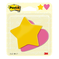 3M Post-it Die-Cut notes étoile et coeur 70 x 72,5 mm (2 blocs) - fuchsia/ultra jaune 214578