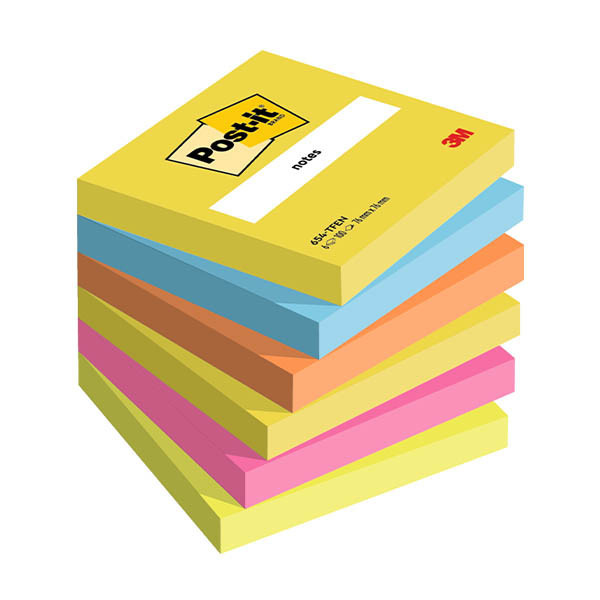 3M Post-it Energetic Colours 76 x 76 mm (6 pièces) 214535 - 1
