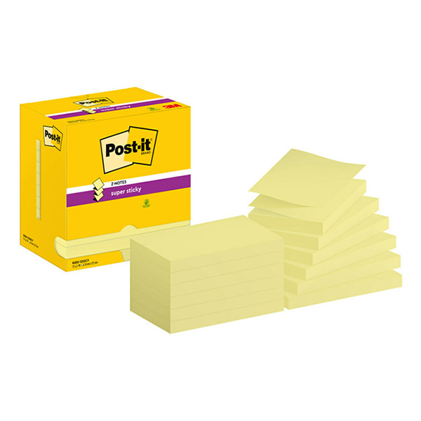 3M Post-it Super Sticky Z-notes 76 x 127 mm (12 pièces) - jaune 201003 - 1