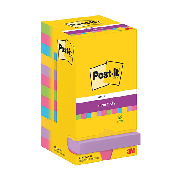 3M Post-it Super Sticky notes 76 x 76 mm (12 pièces) - assorti 201015 - 1