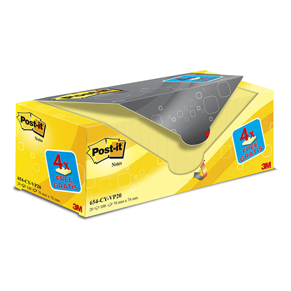 3M Post-it notes 76 x 76 mm (pack de 20) - jaune 201459 - 1