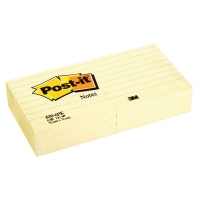 3M Post-it notes autocollantes lignées 76 x 76 mm (pack de 6) - jaune 201466